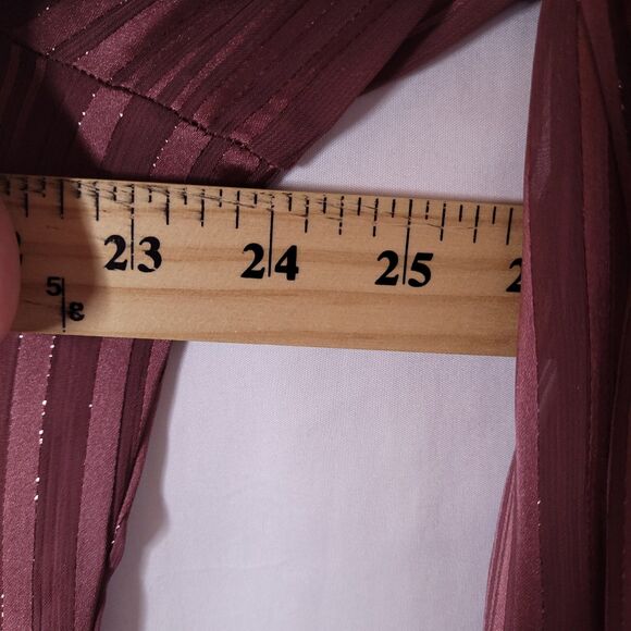 Express Portofino Shirt Womens Large Striped Burgundy Sheer Relaxed - Picture 7 of 11